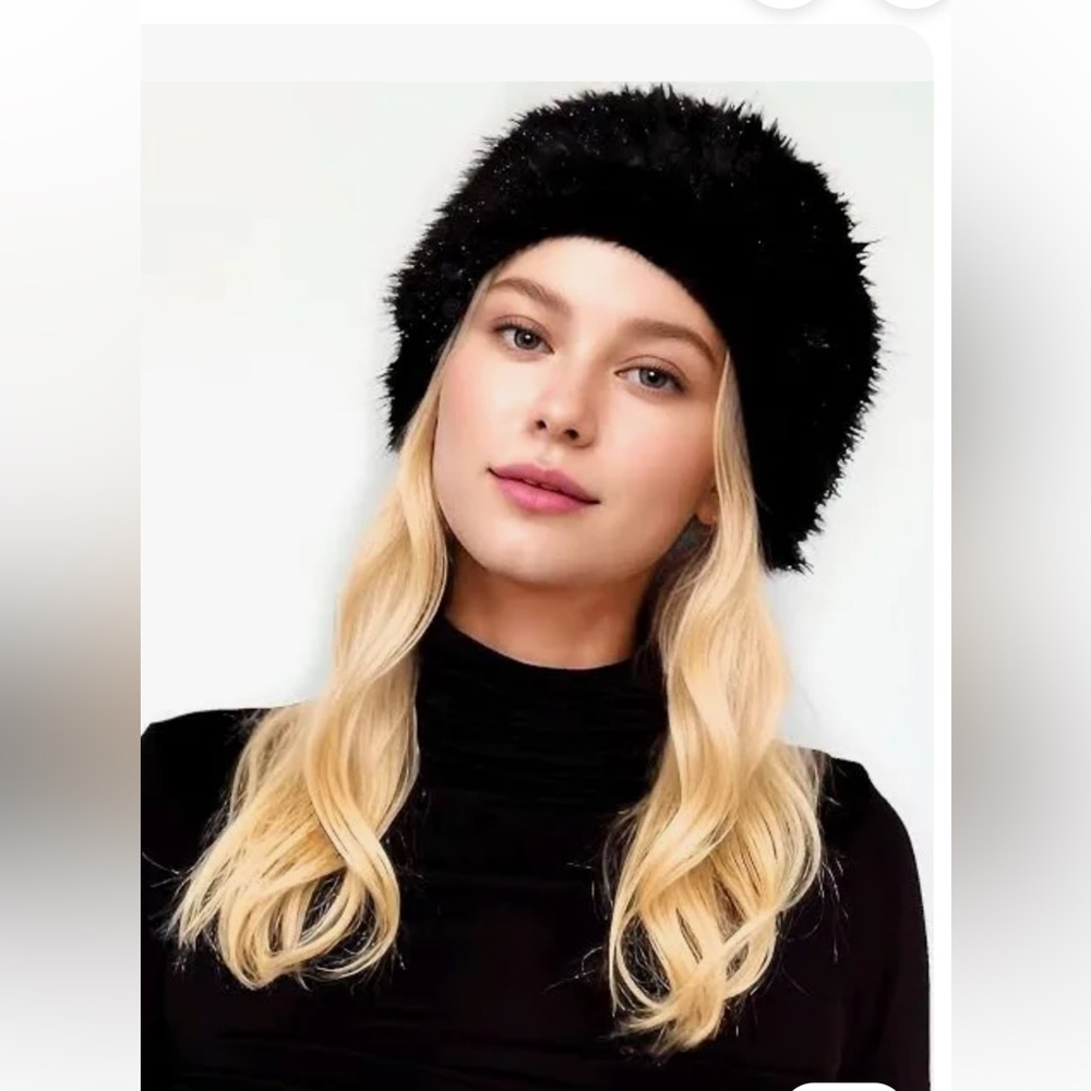 Adrienne Landau Headband Black Faux Fur